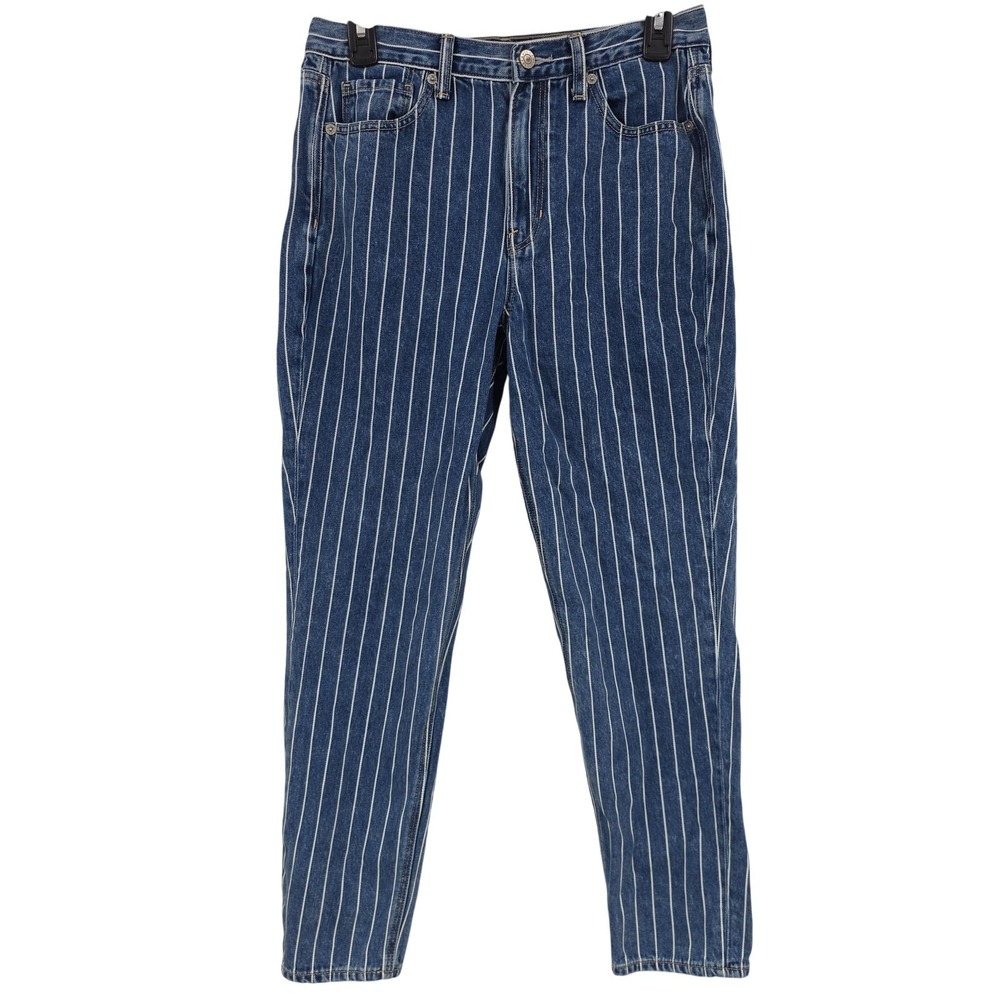 American Eagle Outfitters‎ Jeans Women 6 Blue Mom High Rise Striped Denim Preppy